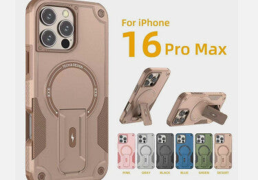 Deluxe Armor Stealth Bracket iPhone Case – Magnetic Super Fall Proof, Hard Shell with Lanyard, Protection for iPhone Models