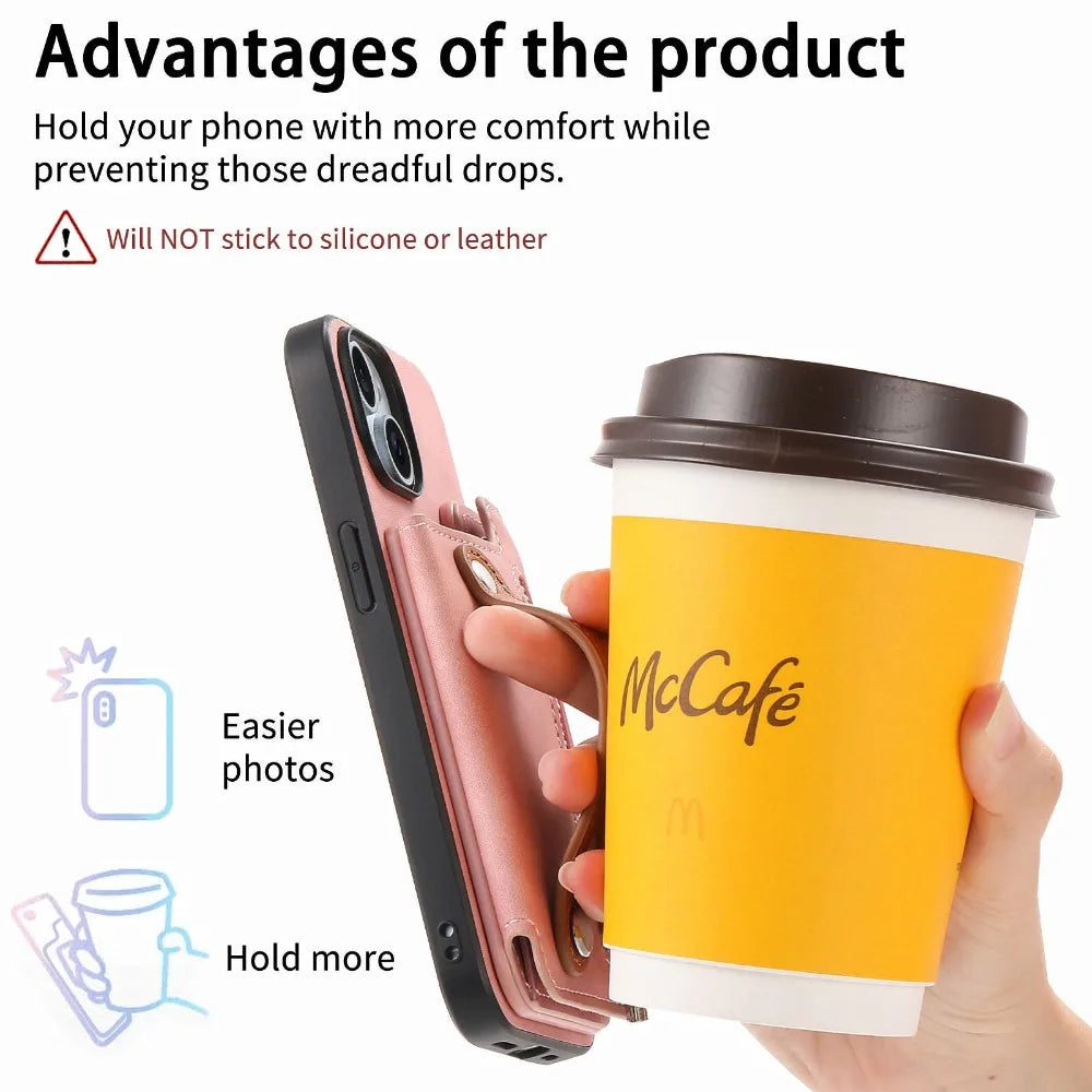 Luxury Detachable Zipper Wallet iPhone Case – Magnetic Flip Cover with Card Slots, and Protection for Ultimate Convenience