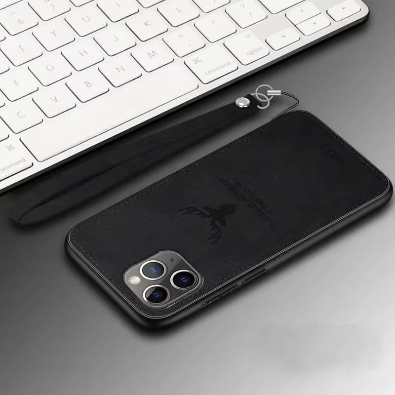 Premium Fashion Cloth iPhone Case – Built-in Magnetic Iron, Deer & Cat Design Durable Protective Shell | Case for iPhone