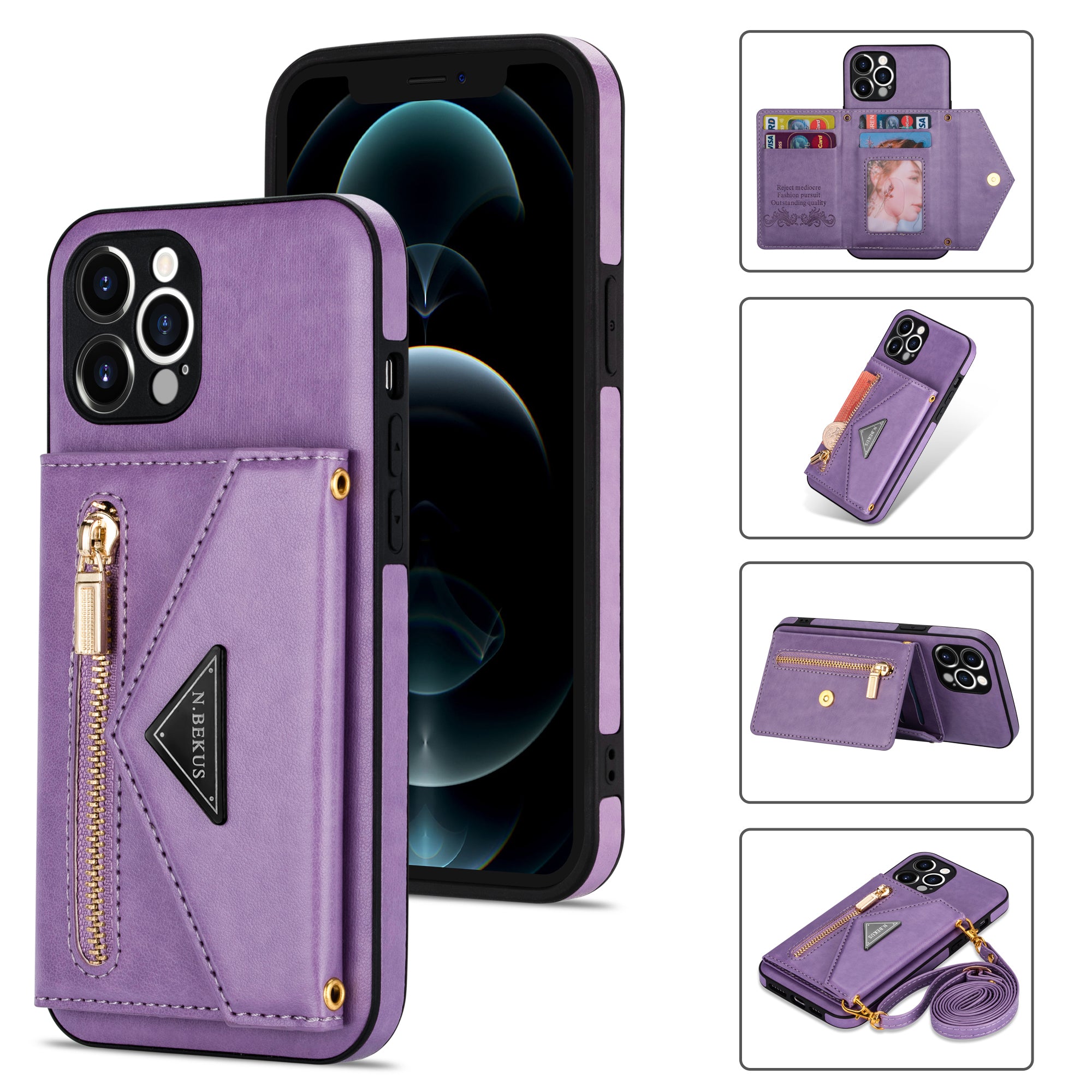 Zipper Wallet Crossbody Leather iPhone Case – Card Holder, Lanyard Strap, Secure Storage Stylish Protection for iPhone Models