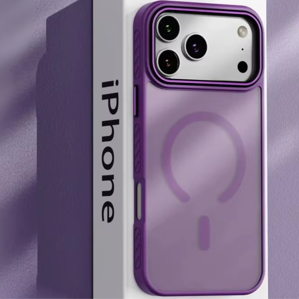 Luxury Transparent Matte iPhone Case – MagSafe Compatible Magnetic Protective Cover with Shockproof Frame and Raised Camera Lens Protector