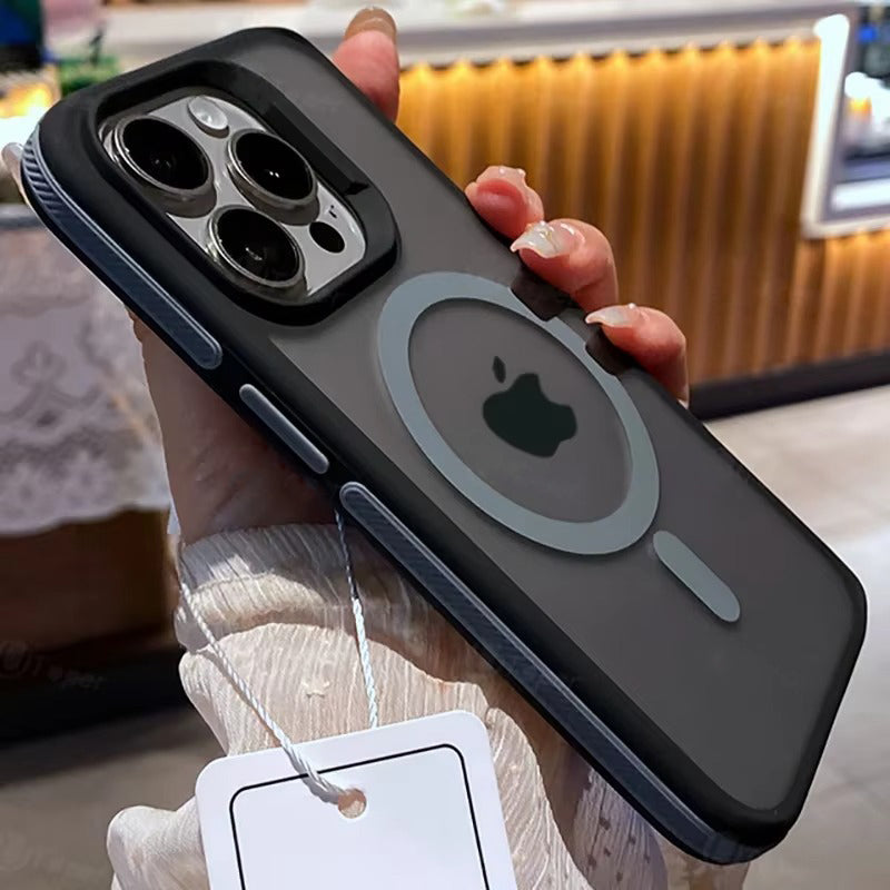 Premium Apple iPhone Case, MagSafe Compatible, Camera Lens & Screen Protection, Ultra Thin, Shockproof, Magnetic Full All Around Cover – Bicolor Matte Frosted Magnetic Case with Translucent Hard Bumper Design