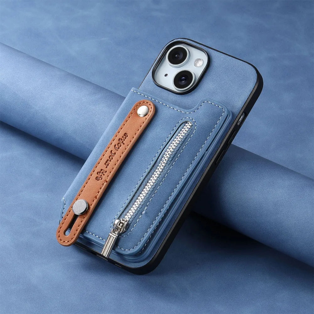 Luxury Detachable Zipper Wallet iPhone Case – Magnetic Flip Cover with Card Slots, and Protection for Ultimate Convenience