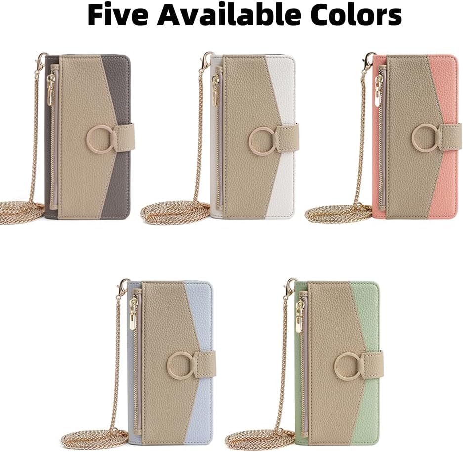 Premium Leather Crossbody Wallet Case for iPhone - Flip Mirror Design, Long Lanyard, Shockproof Protection for iPhone Models