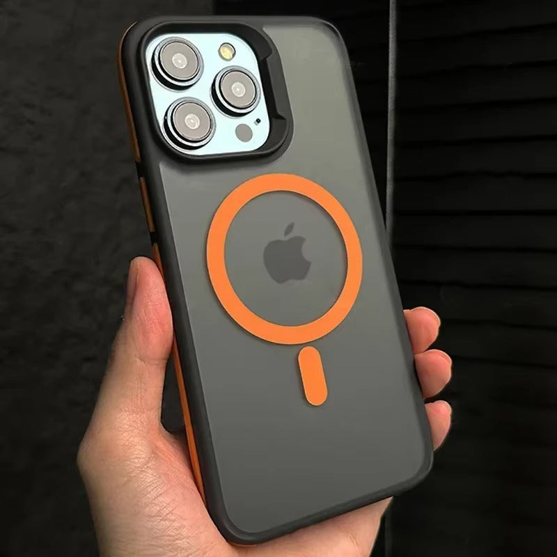 Premium Apple iPhone Case, MagSafe Compatible, Camera Lens & Screen Protection, Ultra Thin, Shockproof, Magnetic Full All Around Cover – Bicolor Matte Frosted Magnetic Case with Translucent Hard Bumper Design