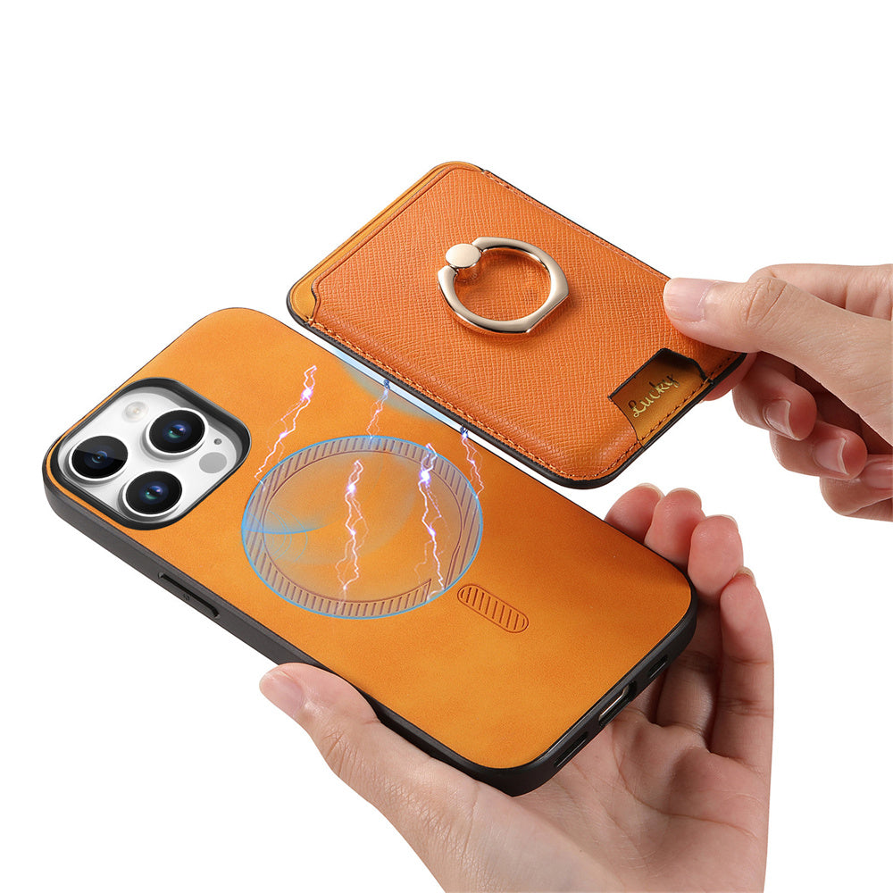 Luxury Detachable Magnetic Wallet iPhone Case – Card Holder, Ring Stand, Shockproof Protection for Secure and Convenient Use