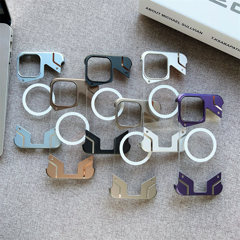 Aluminum Alloy Frameless - Metal Bumper, Transparent PC Back, Magnetic Wireless Charging Compatible | Case for iPhone