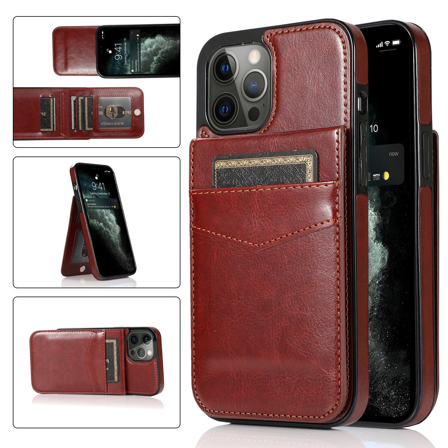 Luxury Flip Leather Wallet iPhone Case – Credit Card Holder, Kickstand, Premium & Durable Protection | Case for iPhone