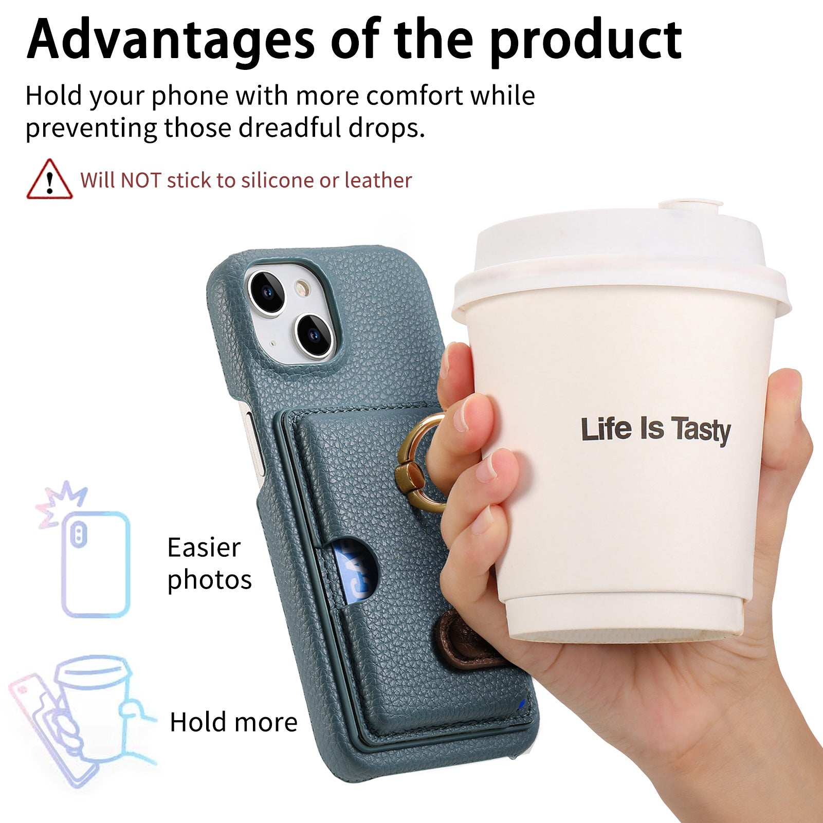 Premium Leather Ring Stand Wallet iPhone Case Card Holder, Magnetic Closure, and Kickstand Support for Hands-Free Convenience