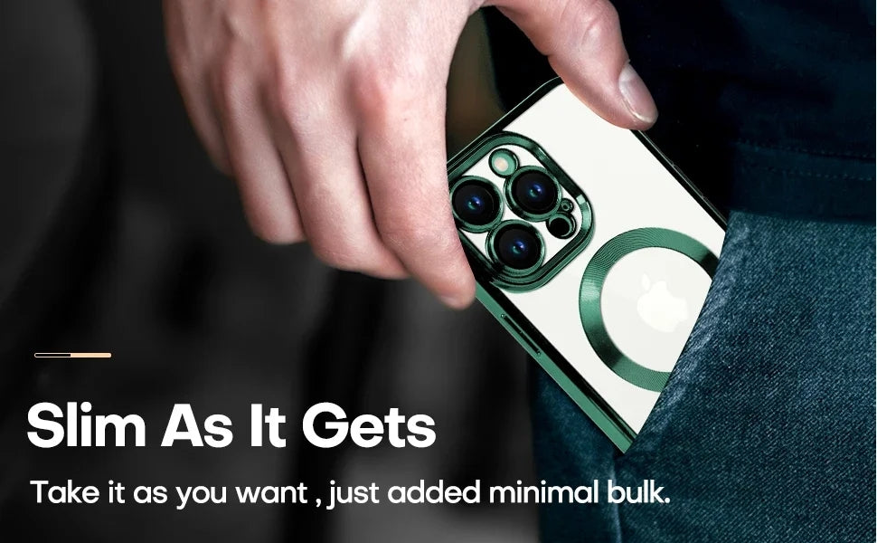 Luxury Magnetic Magsafe Phone Case – Wireless Charging, Transparent Electroplated Shockproof Cover,