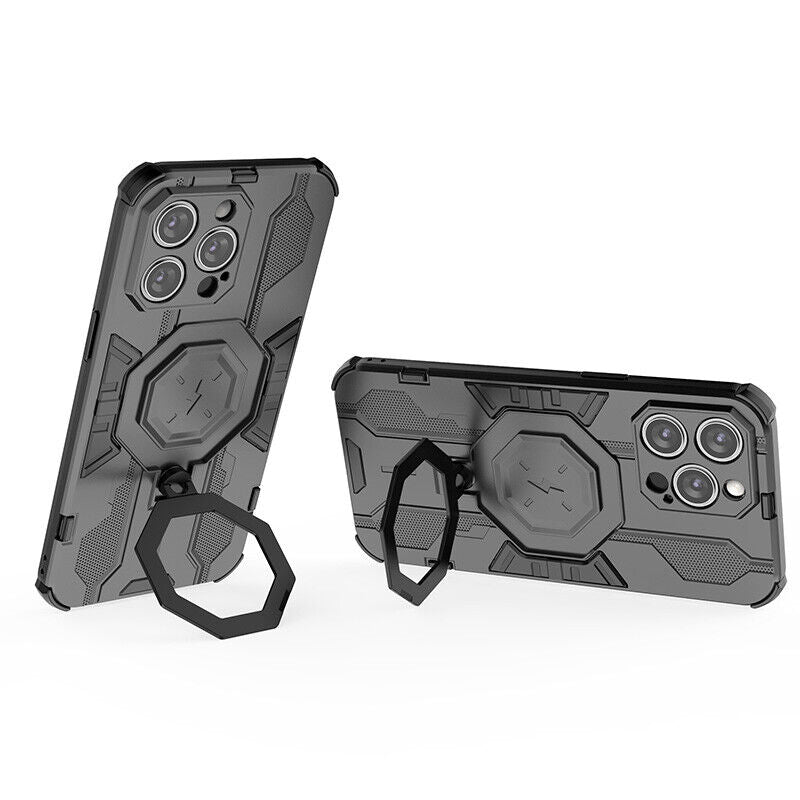KEYSION MagSafe Shockproof iPhone Case – Ring Stand with Camera Protection, Durable Phone Cover for iPhone Models