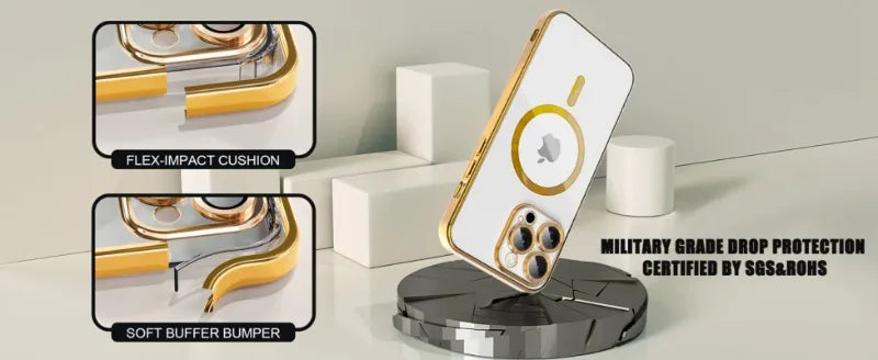 Luxury Magnetic Magsafe Phone Case – Wireless Charging, Transparent Electroplated Shockproof Cover,
