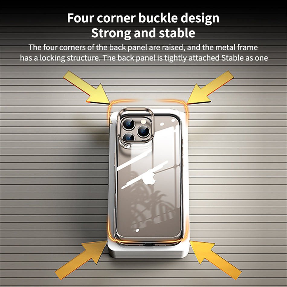 Luxury 2-in-1 Clear Acrylic iPhone Case - Ultra-Thin Aluminum Metal Lens Frame, Alloy Bumper, Design | Case for iPhone