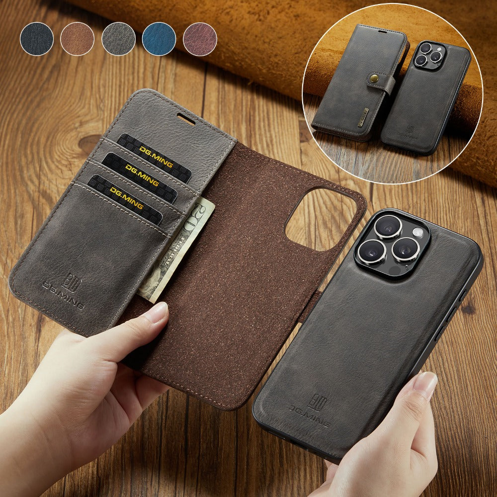 Premium Detachable Magnetic Leather Wallet iPhone Case – Card Holder, and Stylish Flip Cover for Secure and Convenient Use