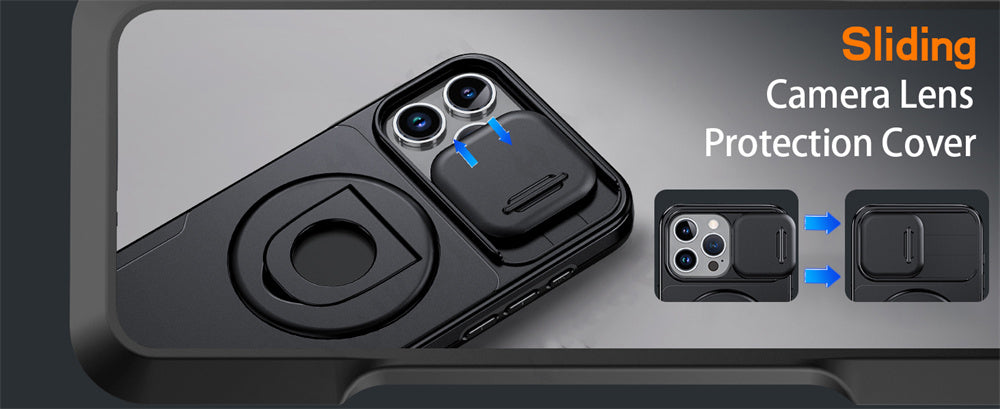 Magnetic Ring Stand iPhone Case – 360° Rotatable Shockproof Drop Protection Cover for iPhone Models