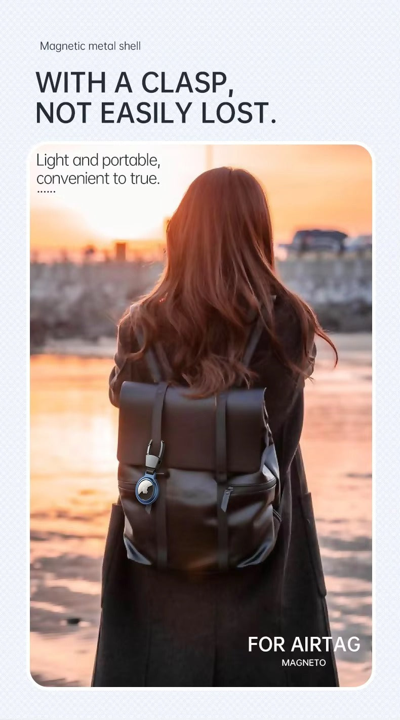 Premium Metal AirTag Case with Keychain – Magnetic Shockproof Anti-Scratch Protective Shell Cover, Durable Lightweight Aluminum Alloy Holder for Tracker