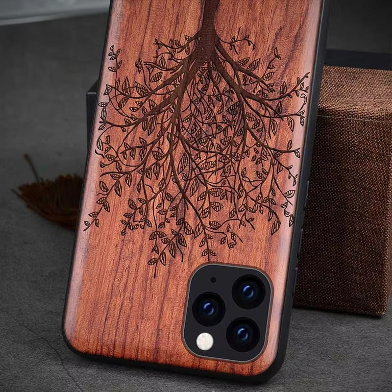 Robust Apple iPhone Case, MagSafe Compatible, Camera Lens and Screen Protection, Ultra Thin, Shockproof, Magnetic, Full All Around Protection, Real Wood TPU Cover