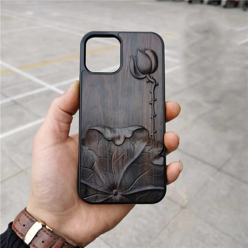 Luxury Apple iPhone Case, MagSafe Compatible, Camera Lens Protection, Screen Protection, Ultra Thin, Shockproof, Magnetic, Full All Around Protection, 3D Carved Wood Cover