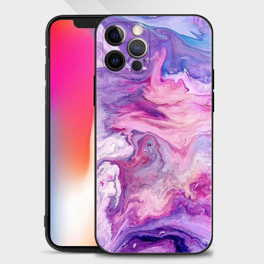 Luxury Marble Art Apple iPhone Case,Ultra Thin Magnetic Shockproof Full Protection Cover with Camera and Screen Guard
