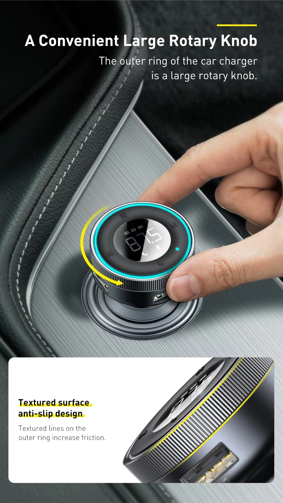 Premium Bluetooth 5.0 FM Transmitter for Car – Wireless Modulator with USB Fast Charger, AUX Port, MP3 Player