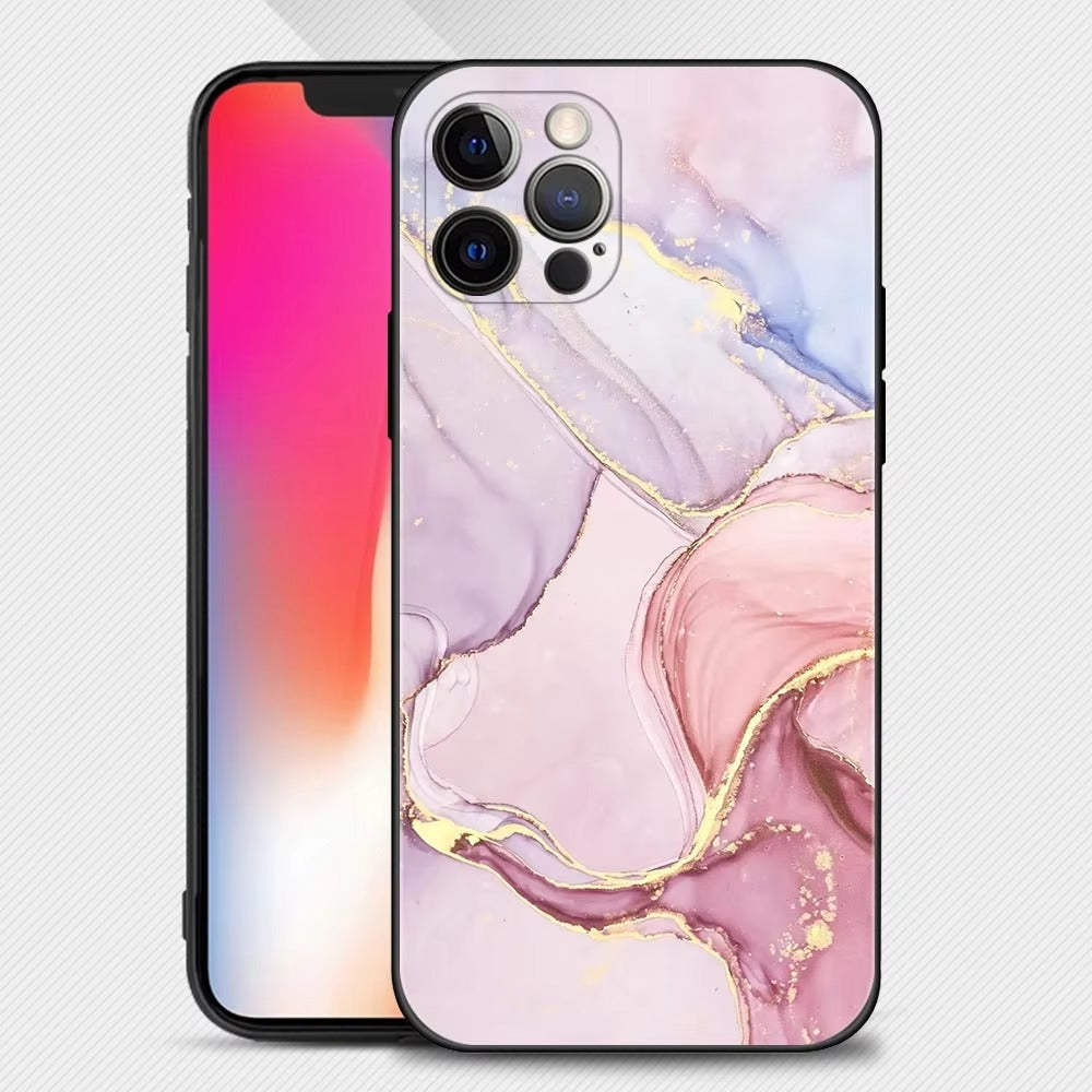 Luxury Marble Art Apple iPhone Case,Ultra Thin Magnetic Shockproof Full Protection Cover with Camera and Screen Guard