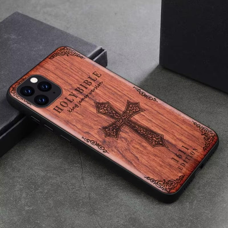Robust Apple iPhone Case, MagSafe Compatible, Camera Lens and Screen Protection, Ultra Thin, Shockproof, Magnetic, Full All Around Protection, Real Wood TPU Cover