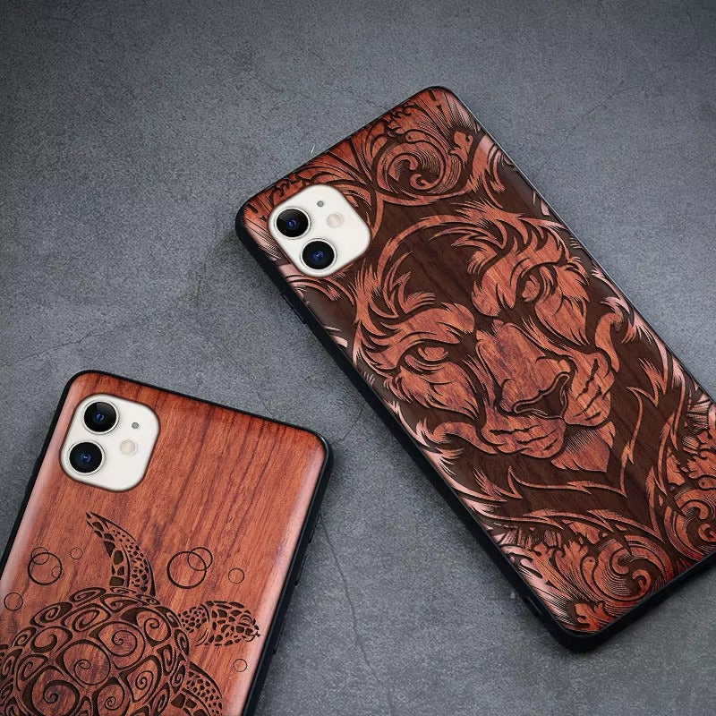 Robust Apple iPhone Case, MagSafe Compatible, Camera Lens and Screen Protection, Ultra Thin, Shockproof, Magnetic, Full All Around Protection, Real Wood TPU Cover