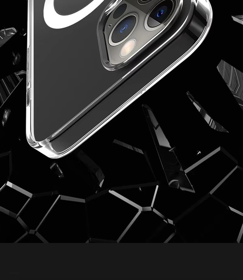Premium Apple iPhone Case, MagSafe Compatible, Camera Lens & Screen Protection, Ultra Thin, Shockproof, Magnetic Full All Around Cover – Hard Crystal Clear Magnetic Case with Wireless Charging Support