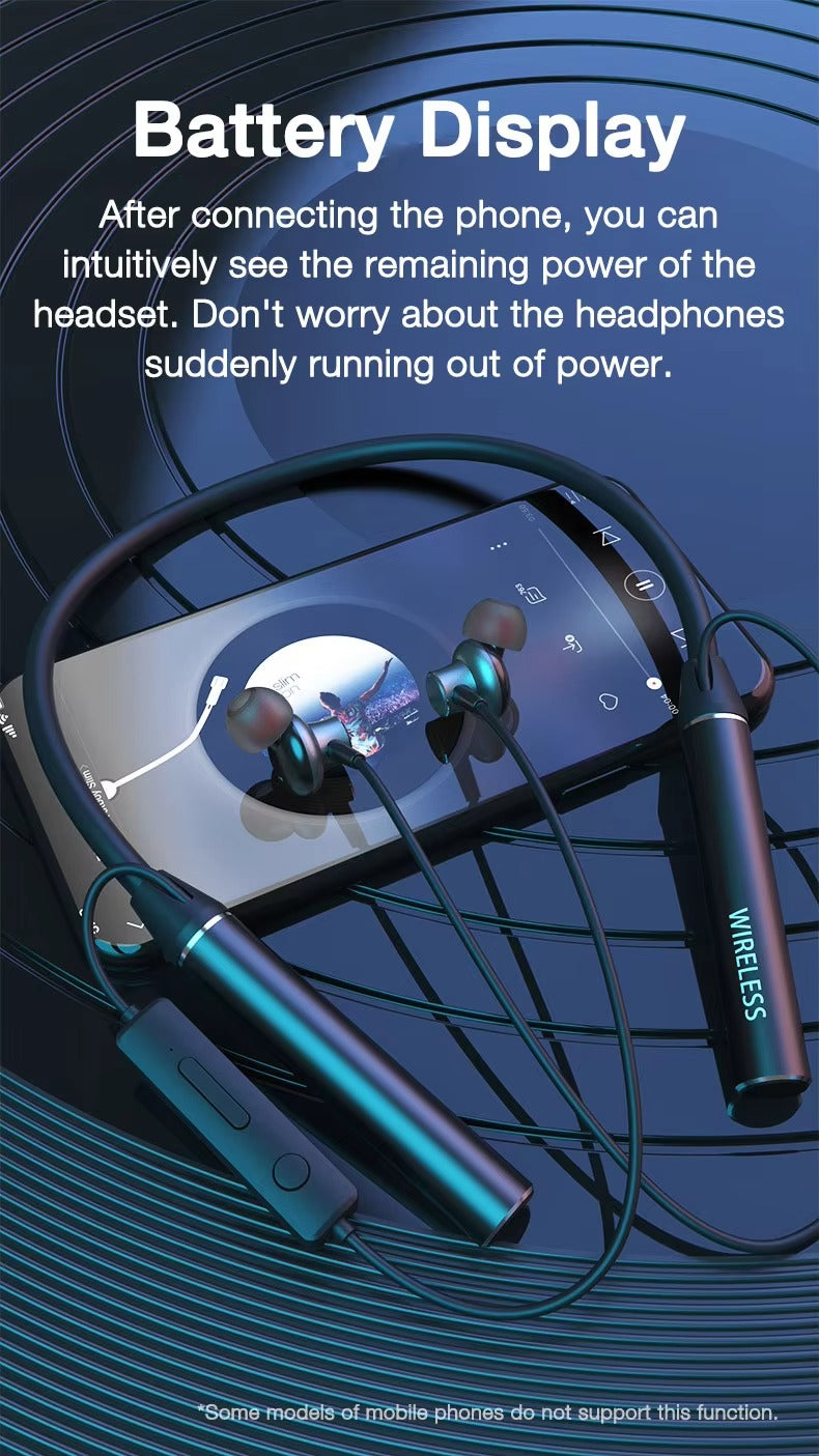 High Quality Wireless Neckband Earphones for iPhone – Bluetooth Sport Headset with Mic,180-Hour Battery, TF Card Support