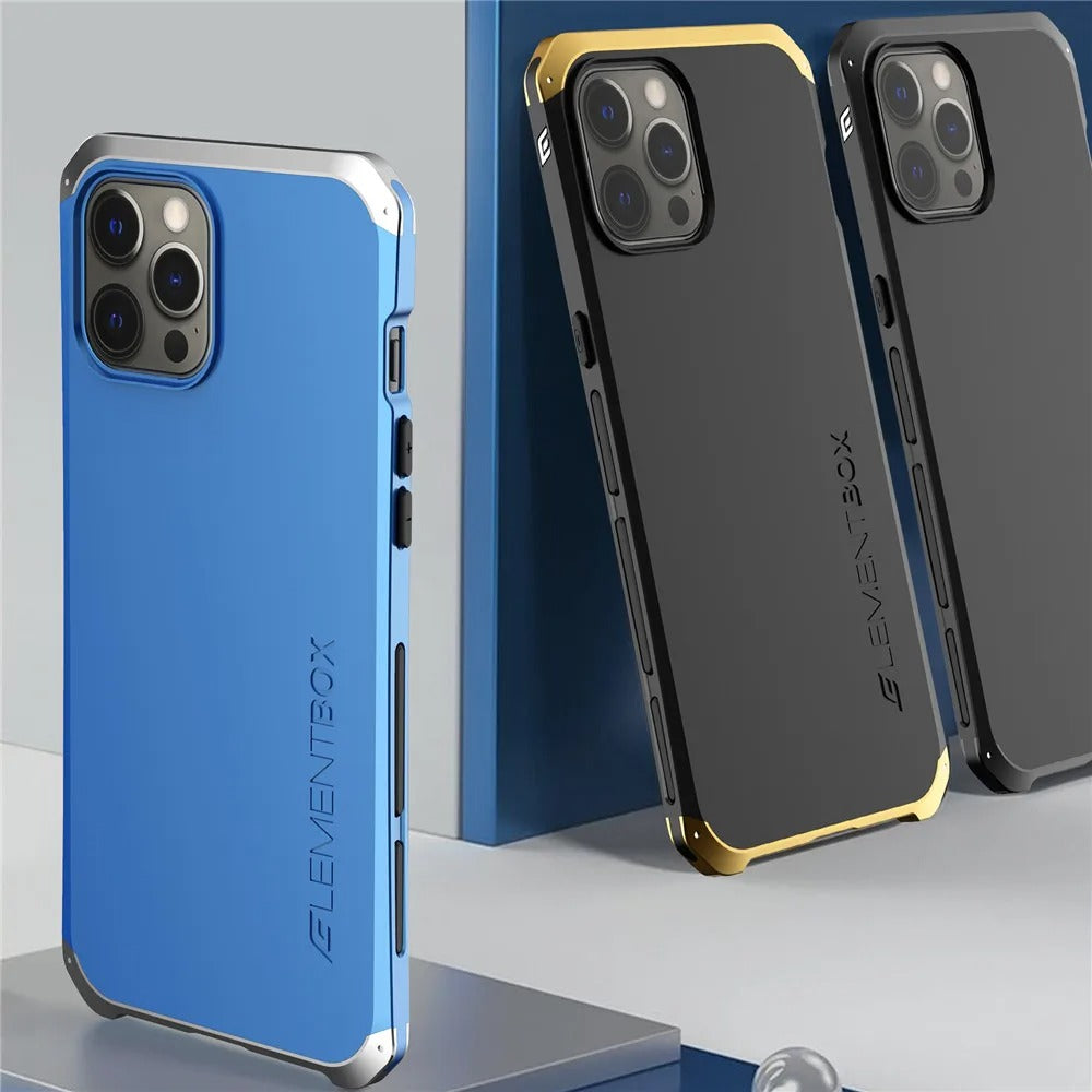 Robust Apple iPhone Case, MagSafe Compatible, Camera Lens & Screen Protection, Ultra Thin, Shockproof, Magnetic Full All Around Cover – Shockproof Metal Armor Case with Aluminum + PC Shell for Rugged Durability