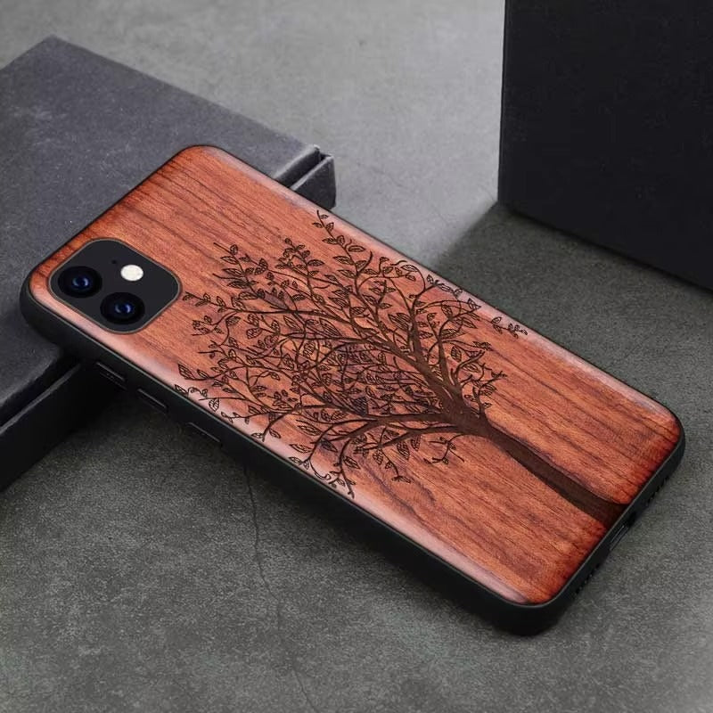 Premium Apple iPhone Case, MagSafe Compatible, Camera Lens Protection, Screen Protection, Ultra Thin, Real Wood Cover