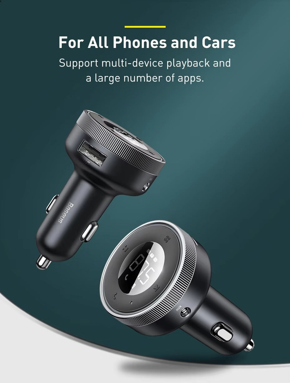 Premium Bluetooth 5.0 FM Transmitter for Car – Wireless Modulator with USB Fast Charger, AUX Port, MP3 Player
