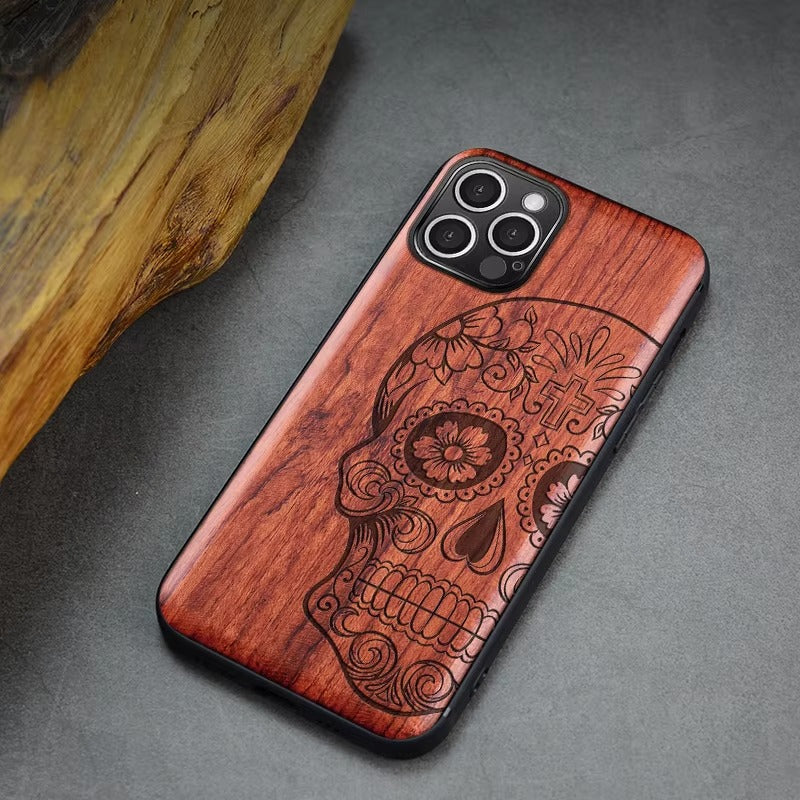 Robust Apple iPhone Case, MagSafe Compatible, Camera Lens and Screen Protection, Ultra Thin, Shockproof, Magnetic, Full All Around Protection, Real Wood TPU Cover