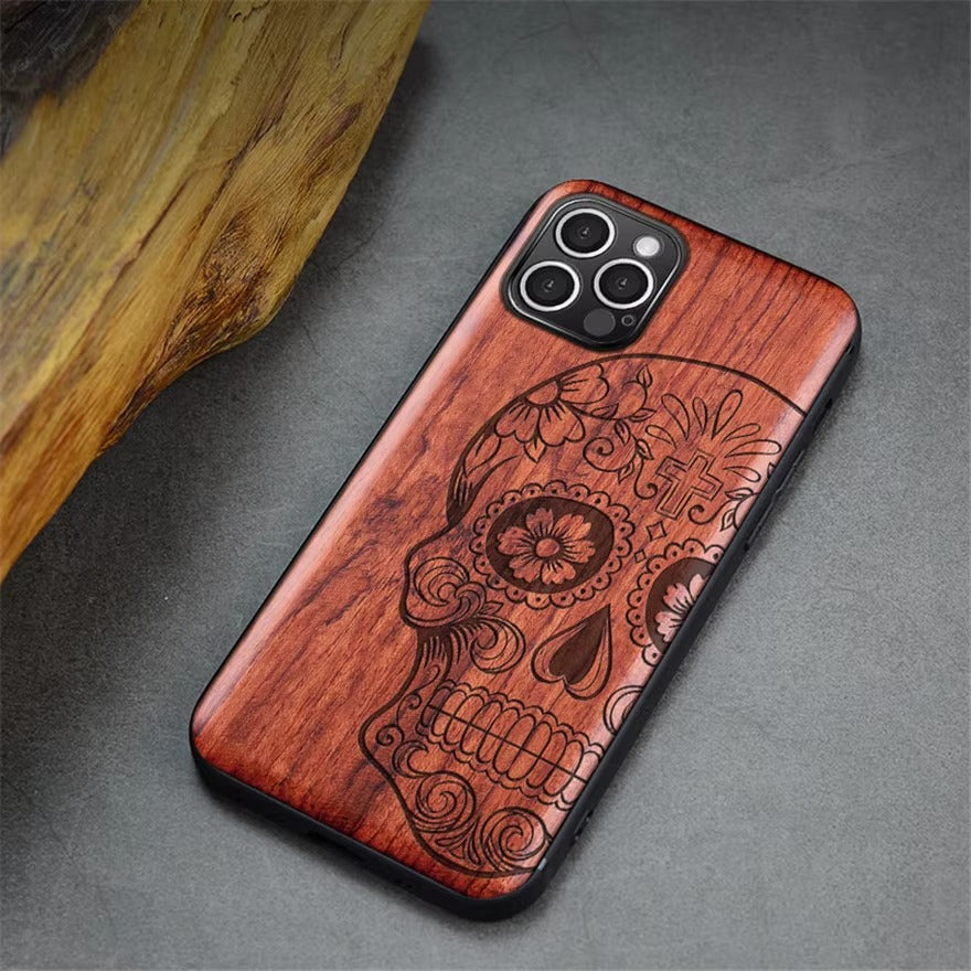Robust Apple iPhone Case, MagSafe Compatible, Camera Lens and Screen Protection, Ultra Thin, Shockproof, Magnetic, Full All Around Protection, Real Wood TPU Cover