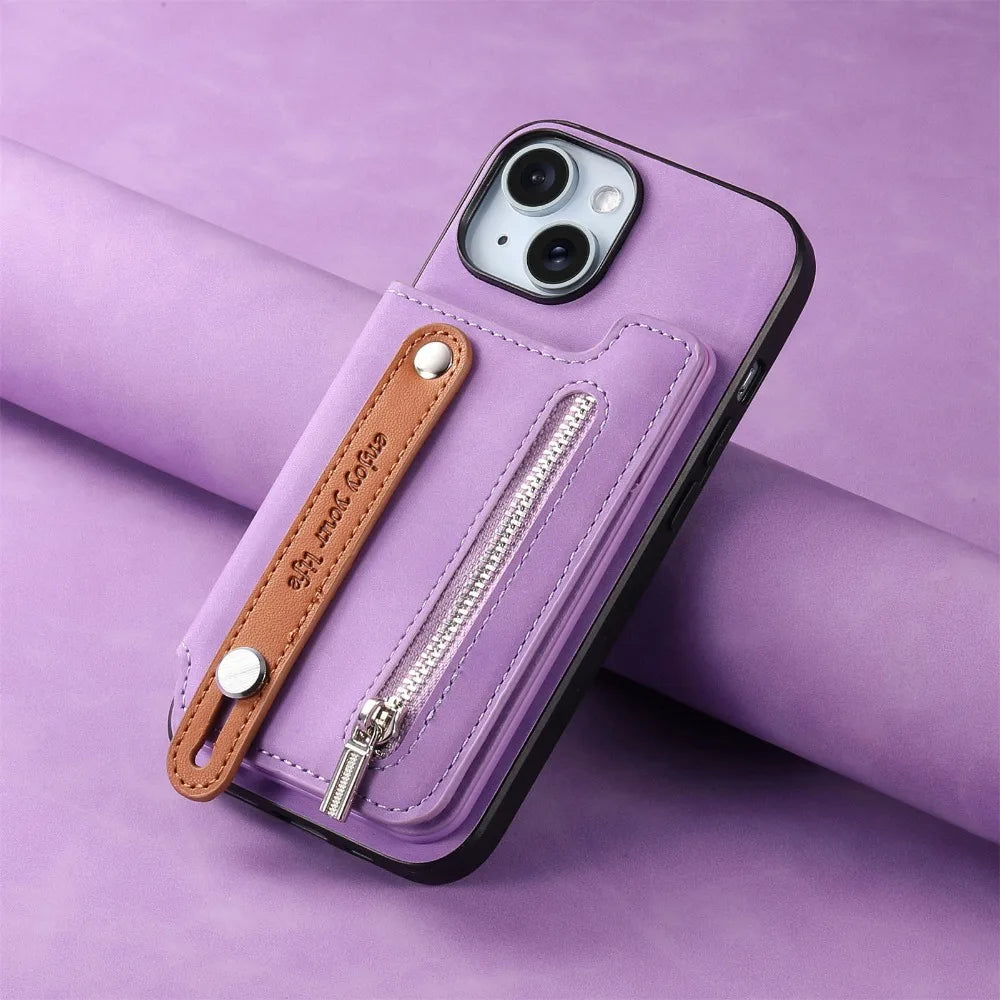 Luxury Detachable Zipper Wallet iPhone Case – Magnetic Flip Cover with Card Slots, and Protection for Ultimate Convenience
