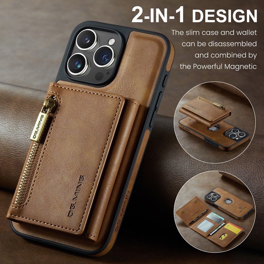 RFID Magnetic Detachable Leather Wallet iPhone Case – Stand Function, Secure Card Holder Premium Protection for iPhone Models