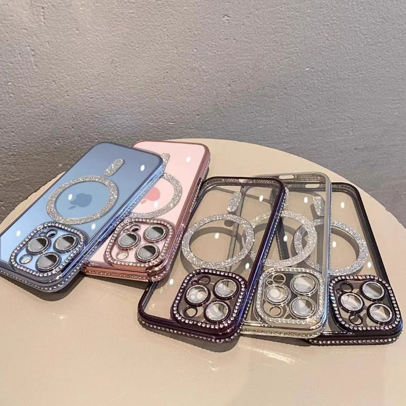 Luxury Bling Glitter - Shockproof Magnetic Wireless Charging Cover, Sparkling Jewelled Design for Women | Case for iPhone