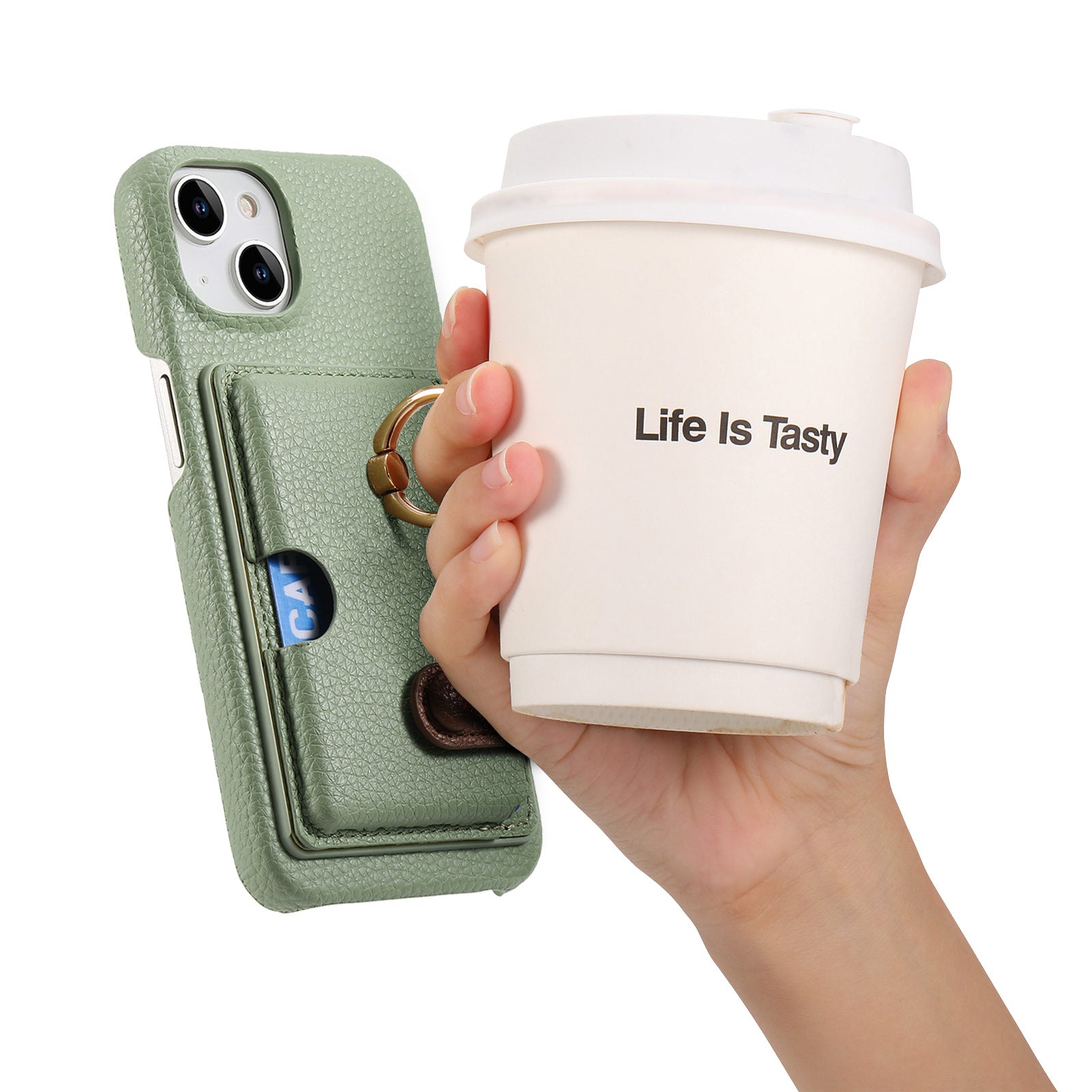 Premium Leather Ring Stand Wallet iPhone Case Card Holder, Magnetic Closure, and Kickstand Support for Hands-Free Convenience