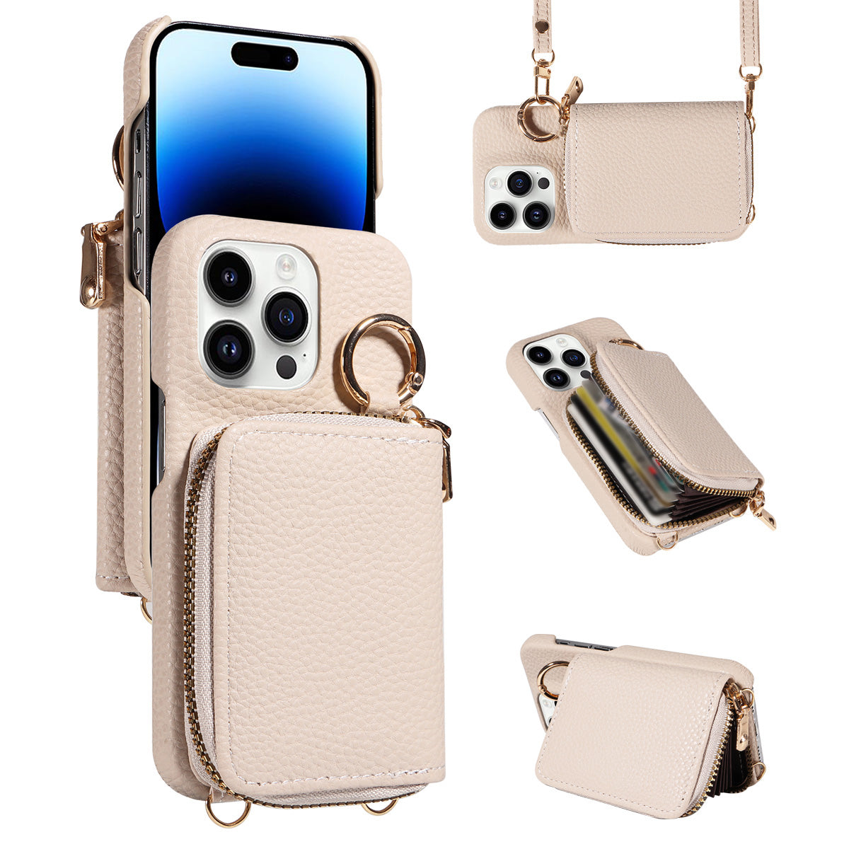 Luxury Zipper Wallet Crossbody iPhone Case – Leather Cover with Card Holder Luxury Zipper Wallet Crossbody iPhone Case – Leather Cover with Card Holder