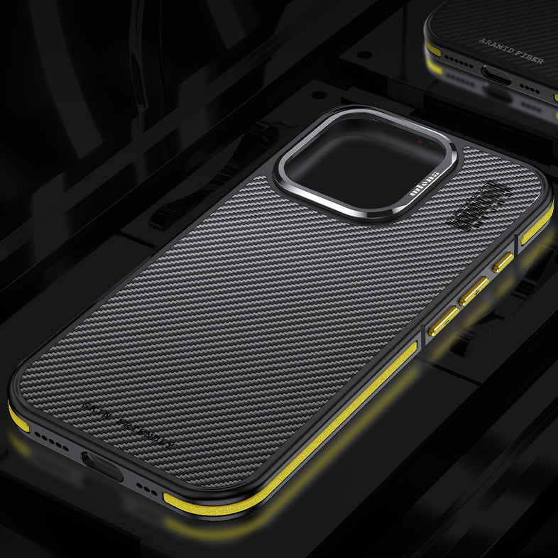 Premium 100% Aramid Fiber Kevlar iPhone Case – 600D Lightweight Compatible Ultra-Thin Protective Cover for iPhone Models