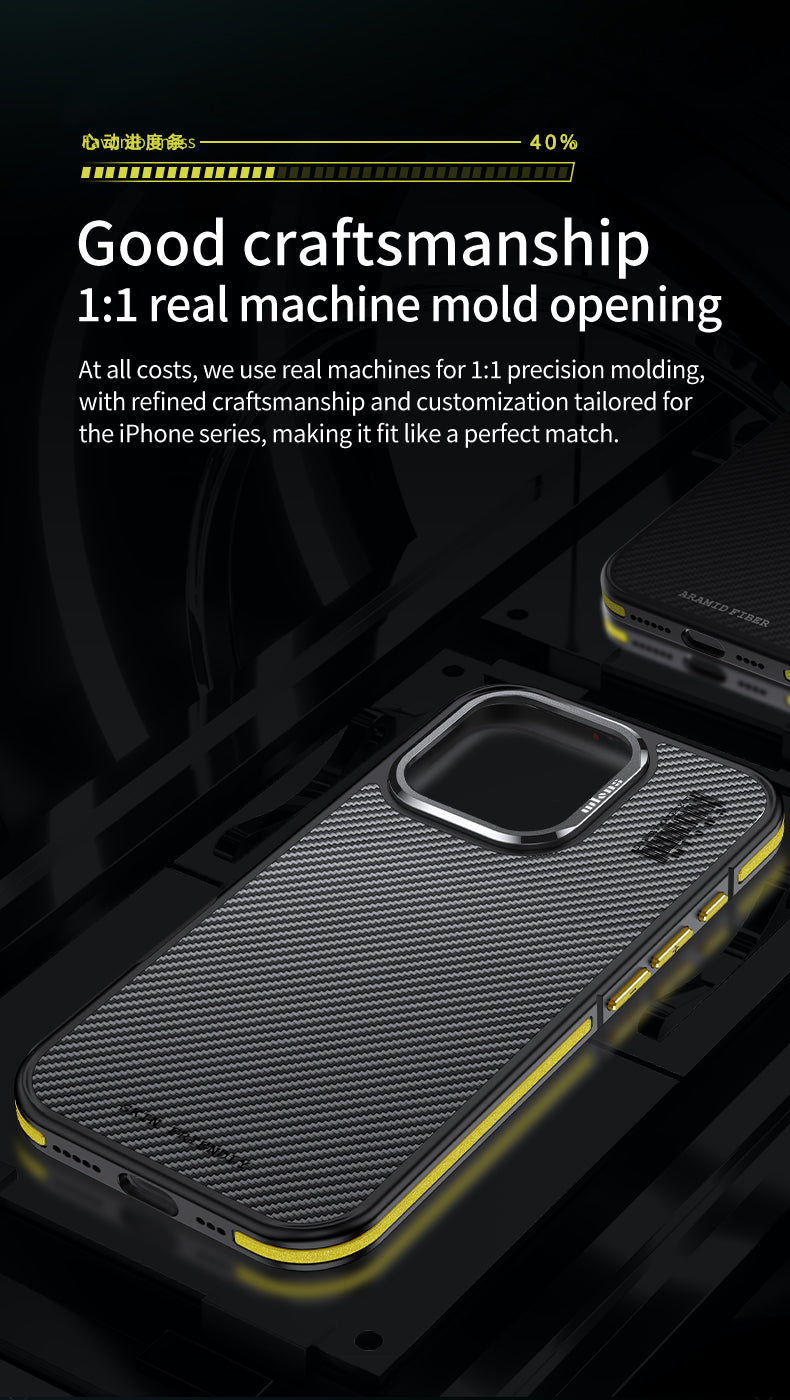 Premium 100% Aramid Fiber Kevlar iPhone Case – 600D Lightweight Compatible Ultra-Thin Protective Cover for iPhone Models