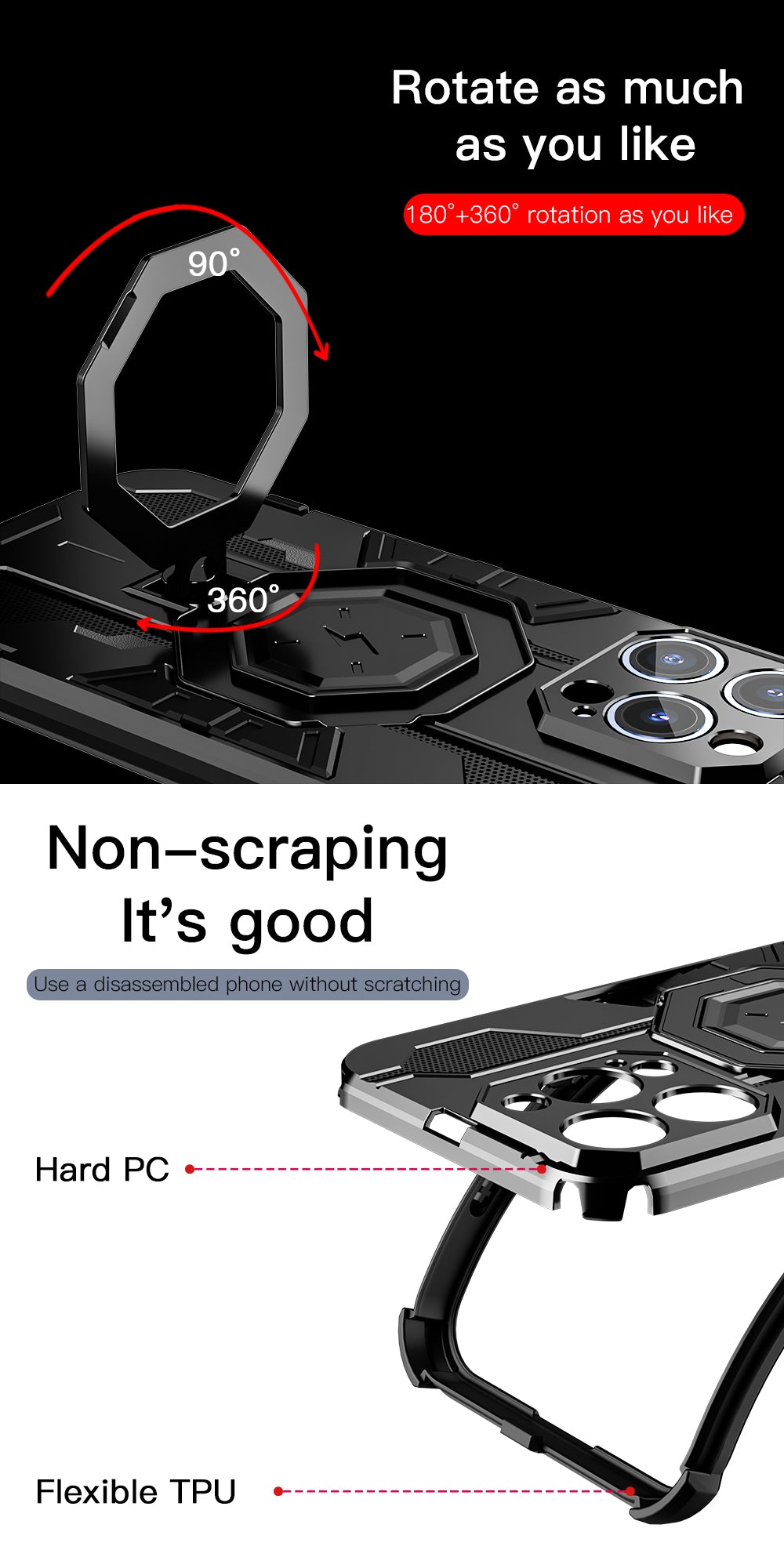 KEYSION MagSafe Shockproof iPhone Case – Ring Stand with Camera Protection, Durable Phone Cover for iPhone Models