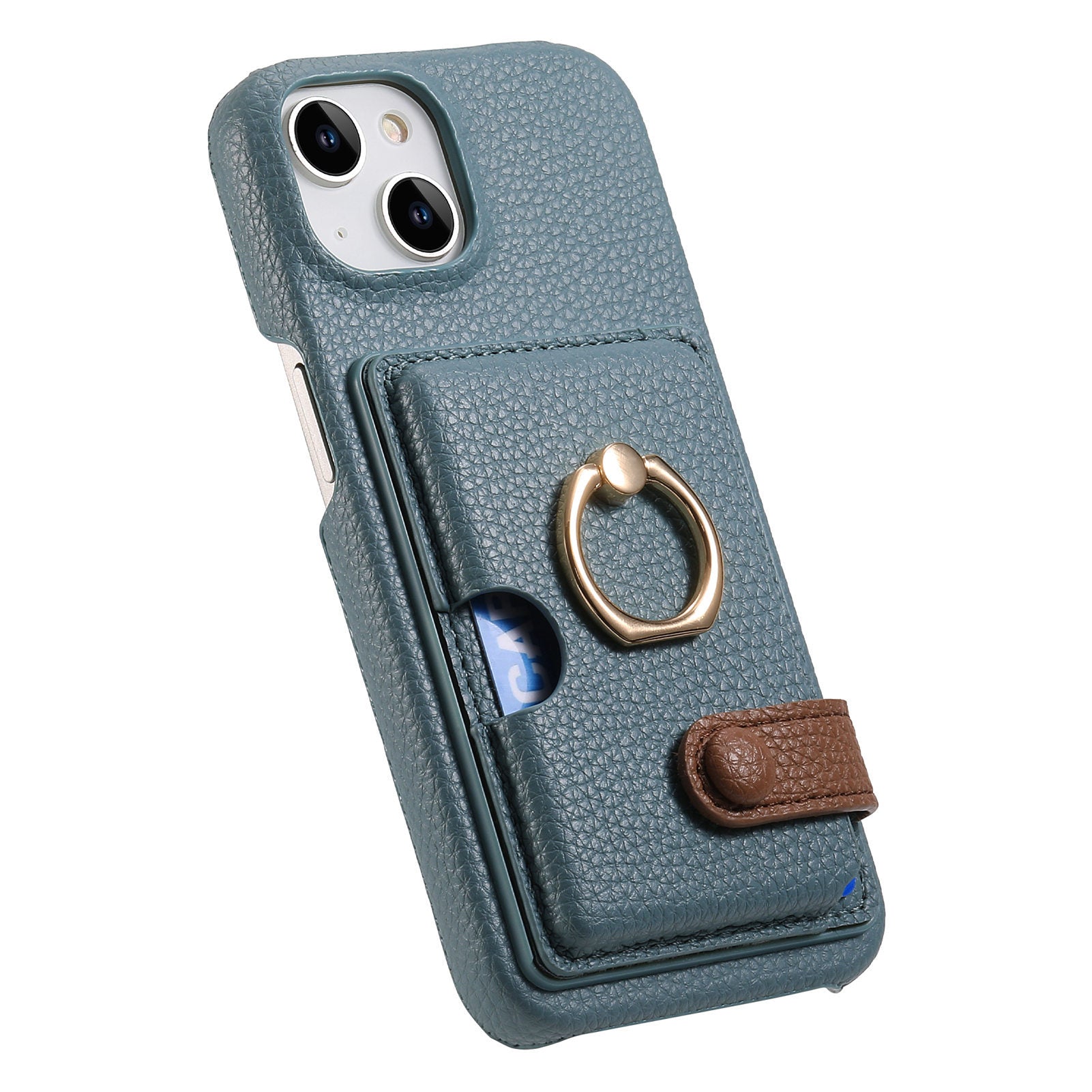 Premium Leather Ring Stand Wallet iPhone Case Card Holder, Magnetic Closure, and Kickstand Support for Hands-Free Convenience