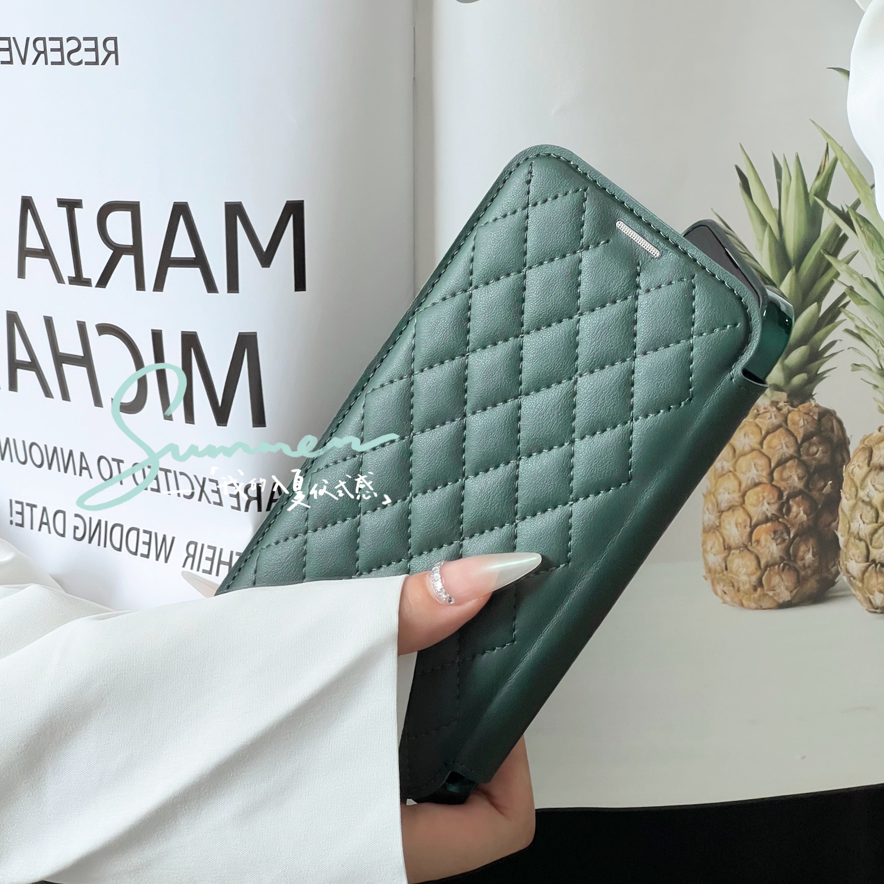 Luxury MagSafe Wallet iPhone Case – Grid Leather Flip Cover, Magnetic Card Holder, Shockproof Protection, Wireless Charging Compatible, Premium Design for iPhone Models