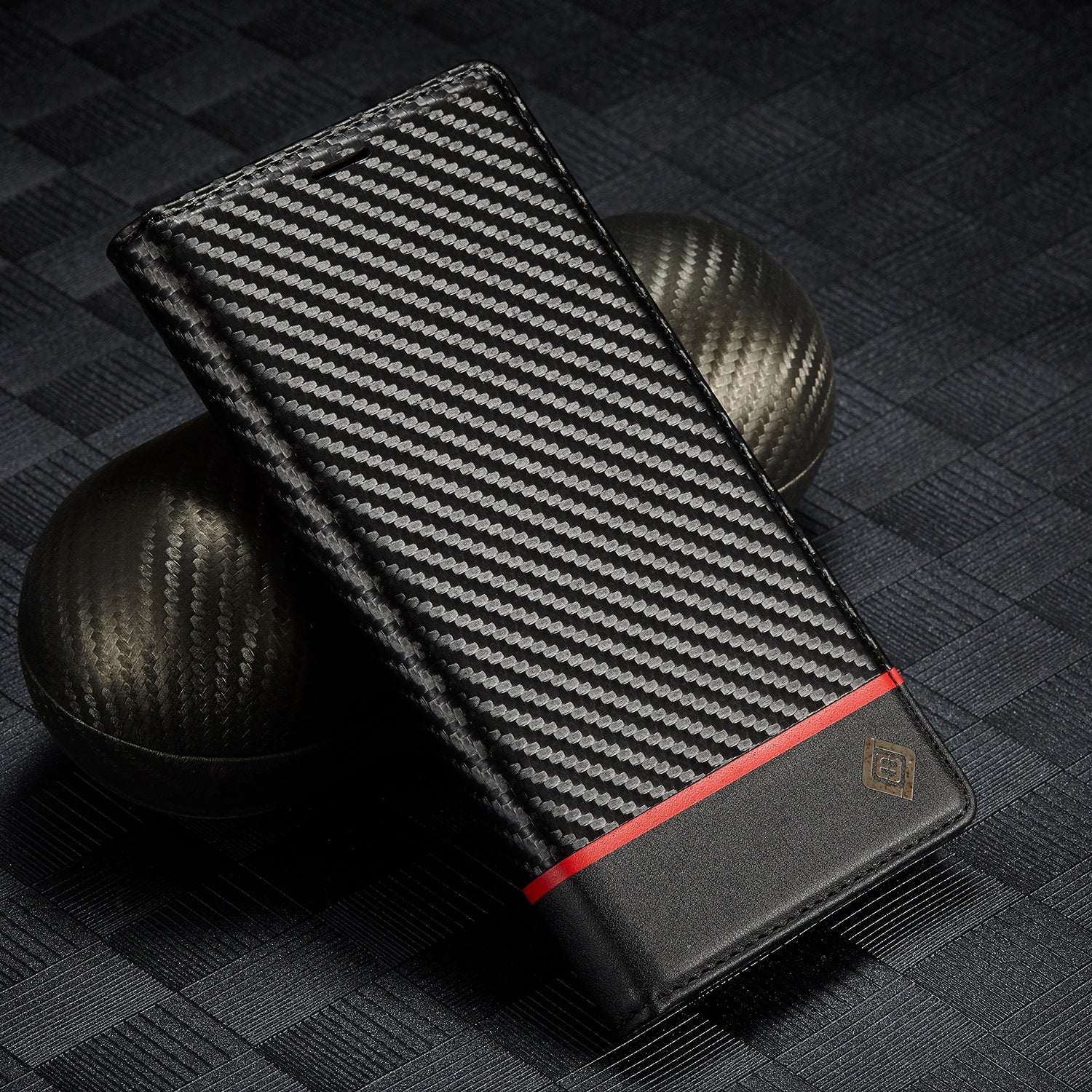 Luxury Carbon Fiber Leather Wallet iPhone Case – Magnetic Flip Cover, Card Holder, Shockproof Protection, Durable for iPhone