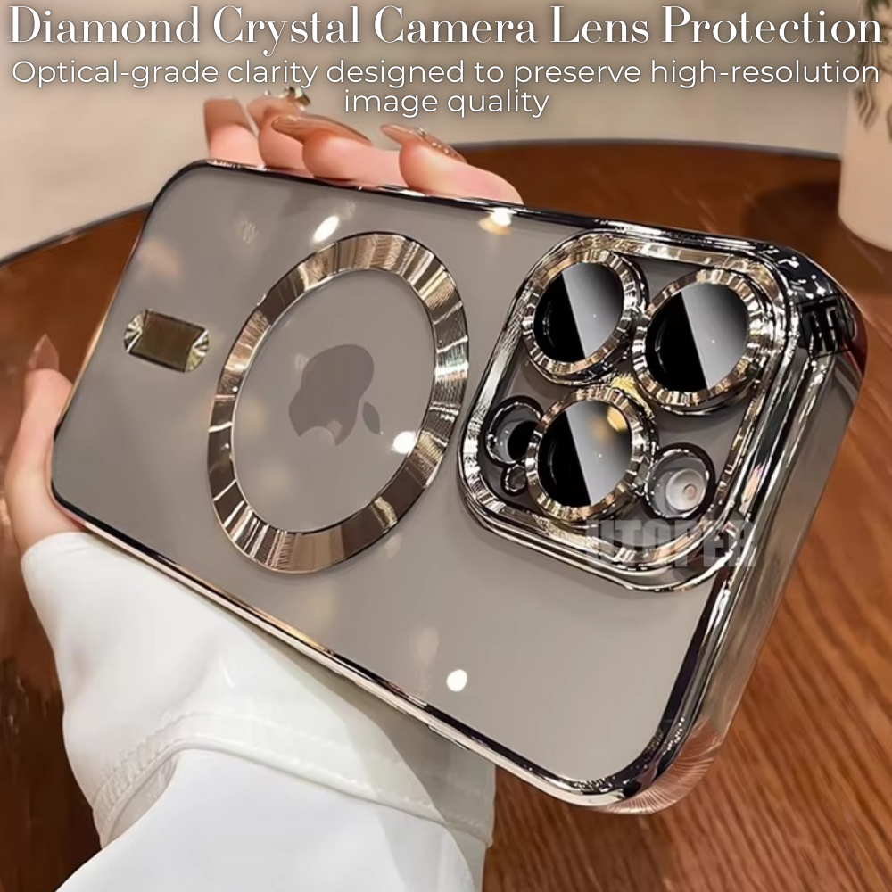 Luxury Desert Gold MagSafe iPhone Case - Clear Soft Cover with Magnetic Wireless Charging & Lens Protection | Case for iPhone