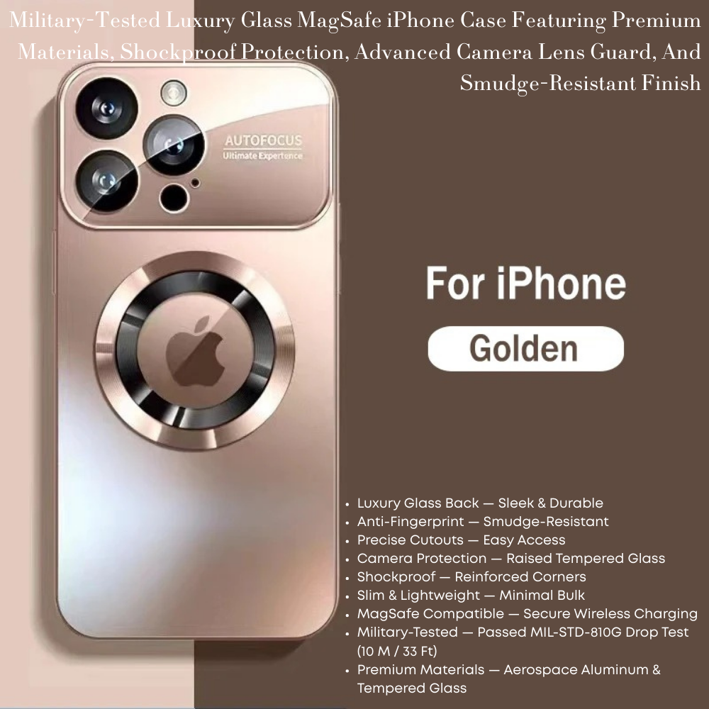 Luxury Glass MagSafe iPhone Case - Magnetic Wireless Charging, Camera Lens Protection, Shockproof Design | Case for iPhone