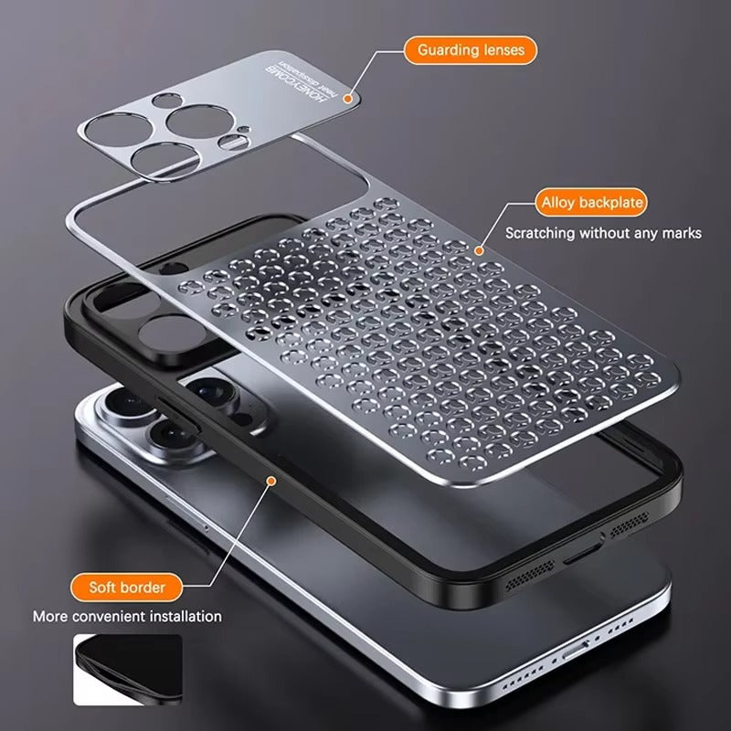 Premium Aluminum Alloy iPhone Case – Breathable Metal Protective Cover with Anti-Fingerprint Finish, Scratch-Resistant Surface and Slim Frame