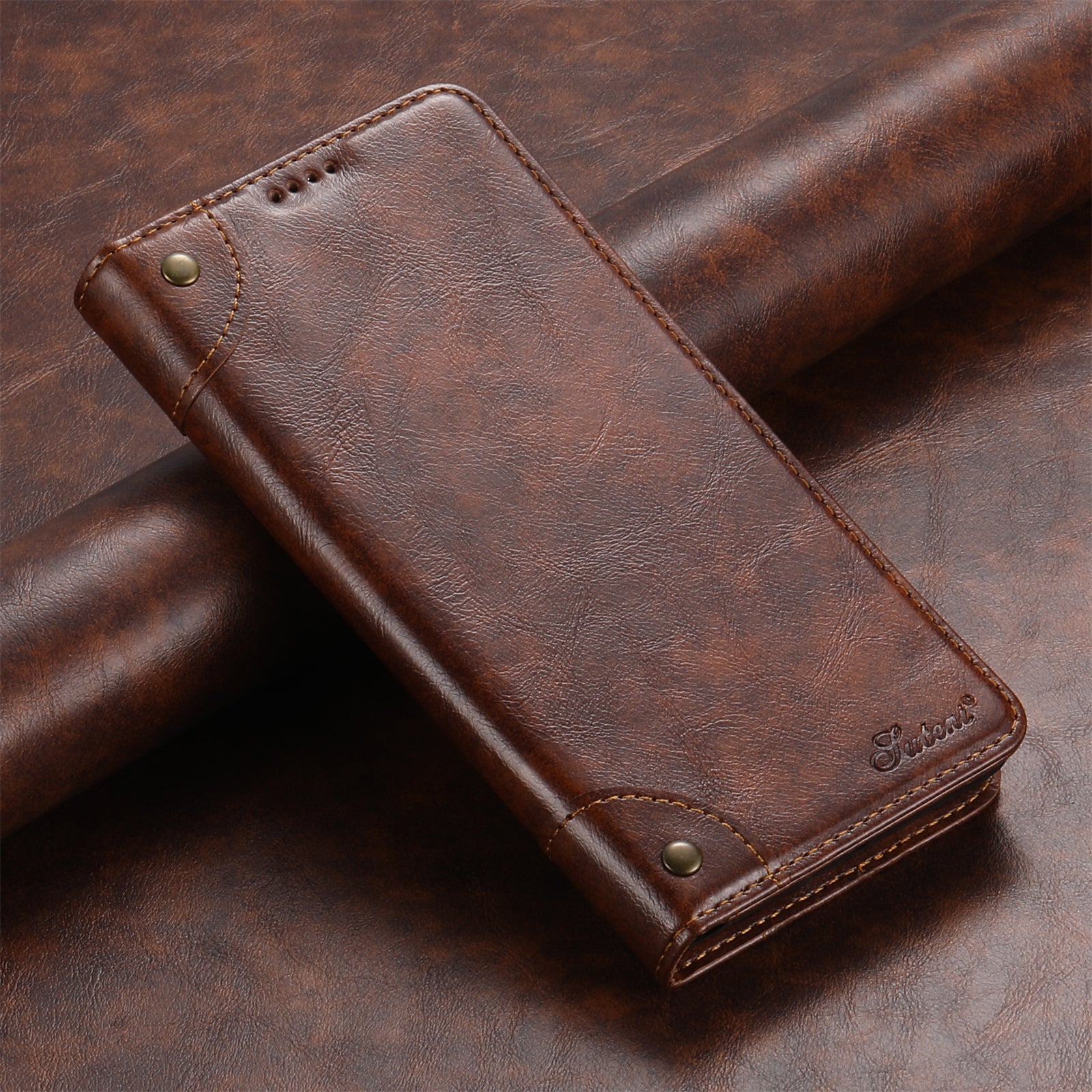 Retro Leather Wallet iPhone Case – Magnetic Closure, Card Slots, Shockproof Protection Durable PU Leather Cover for iPhone