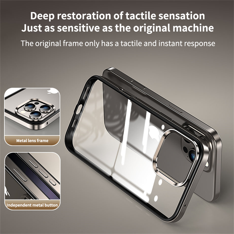 Luxury 2-in-1 Clear Acrylic iPhone Case - Ultra-Thin Aluminum Metal Lens Frame, Alloy Bumper, Design | Case for iPhone